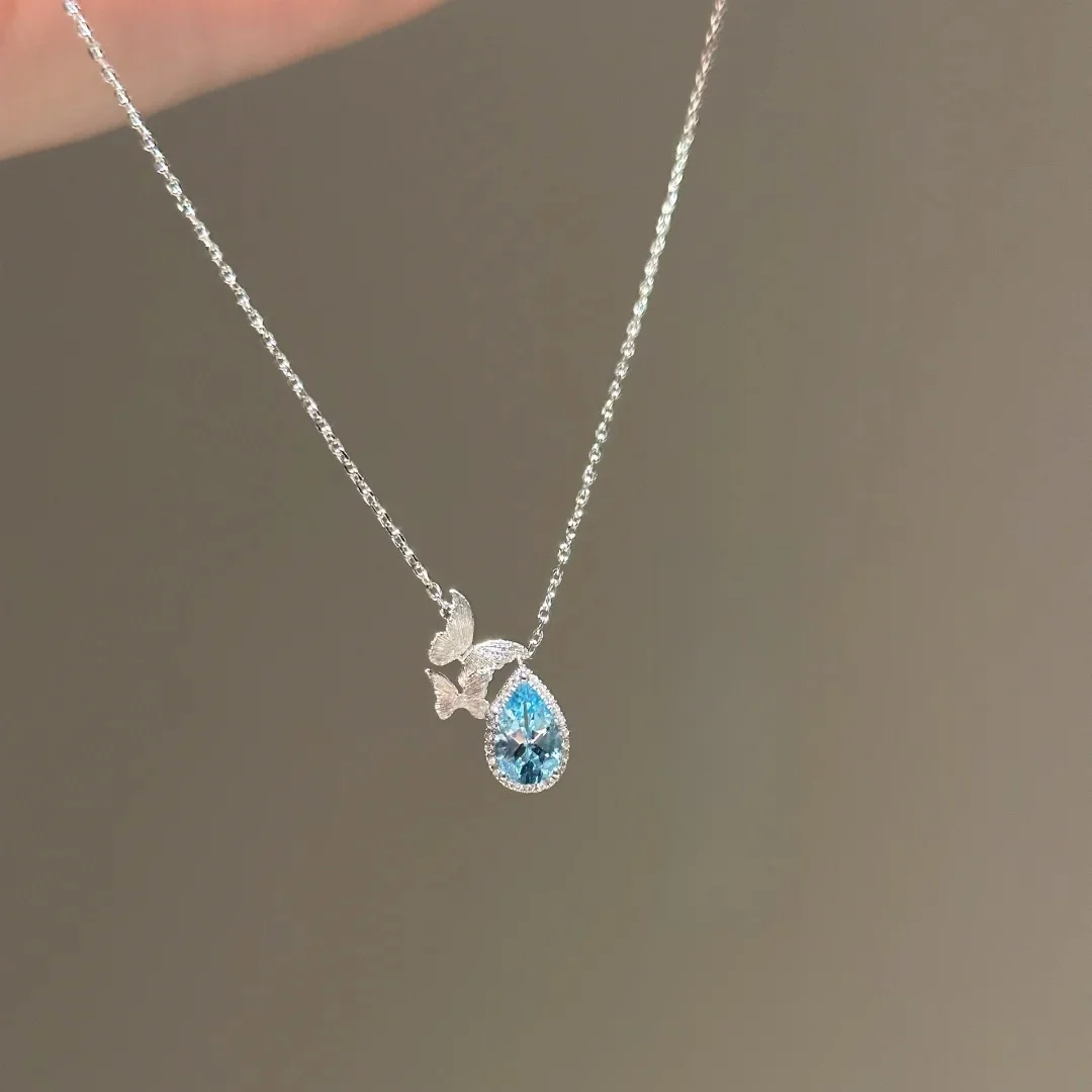 Exquisite ladies elegant butterfly droplet blue synthetic zircon necklace banquet jewelry
Exquisite ladies elegant butterfly droplet blue synthetic zircon necklace banquet jewelry