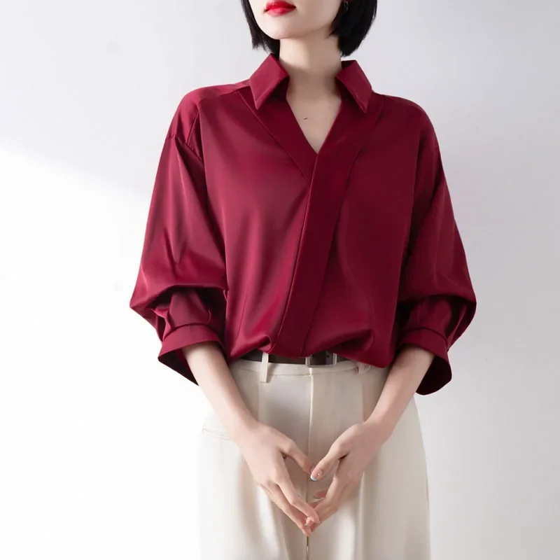 Vintage Women's Blouses Solid Color Shirts Fashion Loose V-neck Summer Clothing Short Sleeved Chiffon Women Tops
Vintage Women's Blouses Solid Color Shirts Fashion Loose V-neck Summer Clothing Short Sleeved Chiffon Women Tops