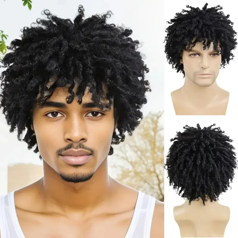 African Men's Dreadlock Wig Cap, Black Small Curls Synthetic Wig for Daily Wear
African Men's Dreadlock Wig Cap, Black Small Curls Synthetic Wig for Daily Wear