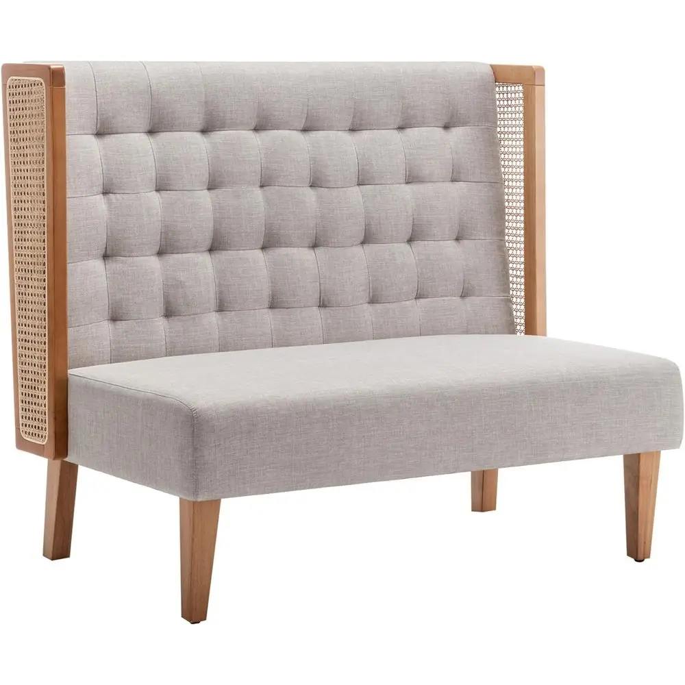 Grey Rattan-Armed Upholstered Mini High-Back Sofa, Loveseat, Settee, Bench for Dining, Living, Bedroom, or Office in Small Space
Grey Rattan-Armed Upholstered Mini High-Back Sofa, Loveseat, Settee, Bench for Dining, Living, Bedroom, or Office in Small Space