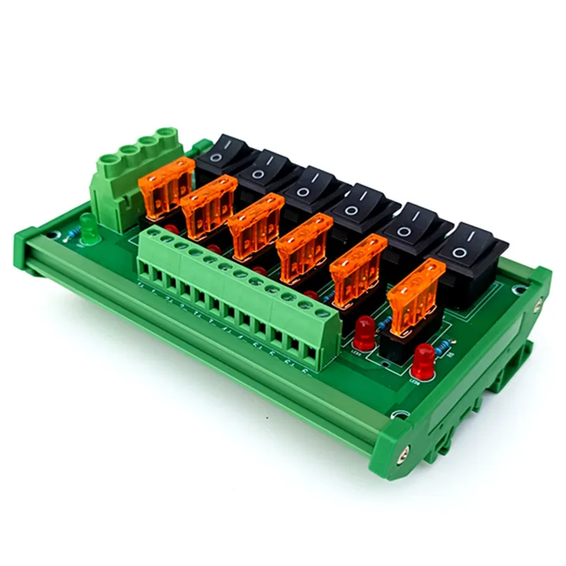DIN Rail Mount 6 Position Switch Power Distribution Module Fuse Splitter Board AC/DC 5-32V
DIN Rail Mount 6 Position Switch Power Distribution Module Fuse Splitter Board AC/DC 5-32V