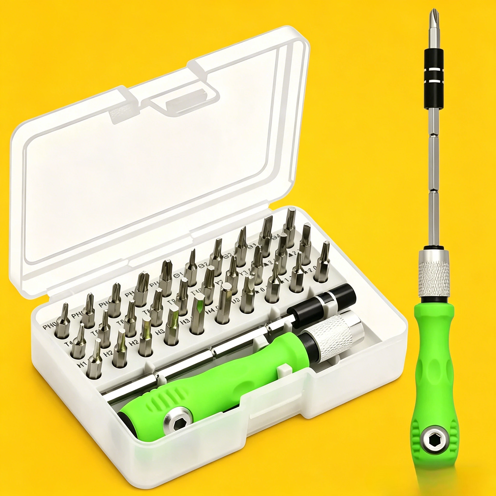 Multifunctional 32 in 1 Magnetic Screwdriver Bit Kit Portable Torx Phillips Screwdrivers for Phone Laptop Home Repair
Multifunctional 32 in 1 Magnetic Screwdriver Bit Kit Portable Torx Phillips Screwdrivers for Phone Laptop Home Repair