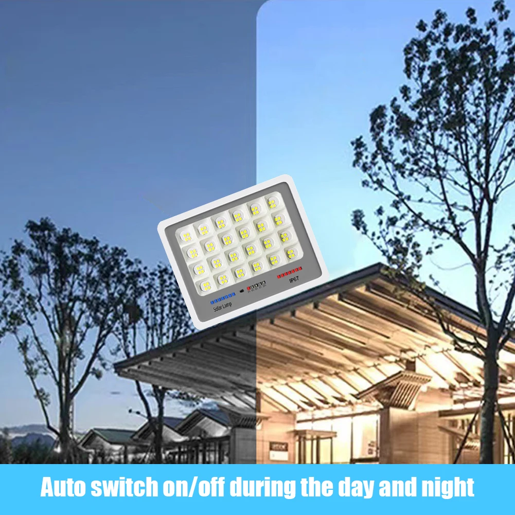 Solar Powered LED Flood Light IP67 Waterproof Spot Lights Multi Modes Outdoor Wall Floodlight Remote Control for Patio Path Yard