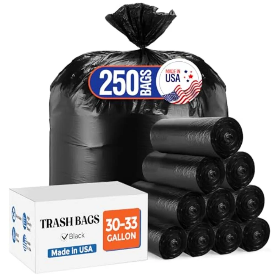 30-33 Gallon Trash Bags, 250 Count Medium Duty Garbage Bags, Thick, Durable and Puncture-Resistant Plastic Bolsas para basura,
30-33 Gallon Trash Bags, 250 Count Medium Duty Garbage Bags, Thick, Durable and Puncture-Resistant Plastic Bolsas para basura,