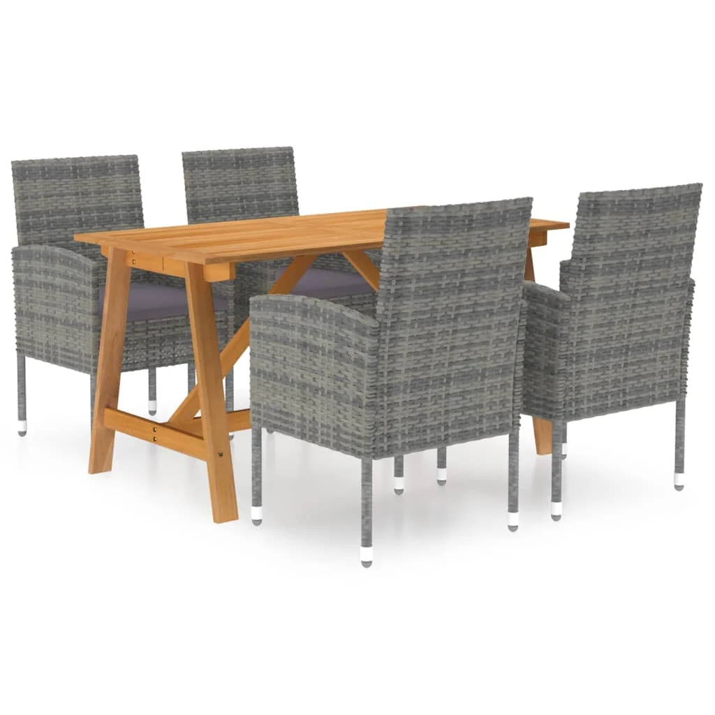 5 Piece Patio Dining Set Gray Solid acacia wood & PE rattan C Outdoor Table and Chair Sets Outdoor Furniture Sets
5 Piece Patio Dining Set Gray Solid acacia wood & PE rattan C Outdoor Table and Chair Sets Outdoor Furniture Sets