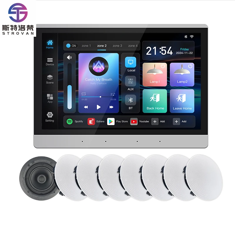 10-дюймовая умная фоновая музыкальная система Android 11, 4+32 ГБ, настенный цифровой усилитель, многофункциональный 8-канальный настенный усилитель для колонок
10-дюймовая умная фоновая музыкальная система Android 11, 4+32 ГБ, настенный цифровой усилитель, многофункциональный 8-канальный настенный усилитель для колонок