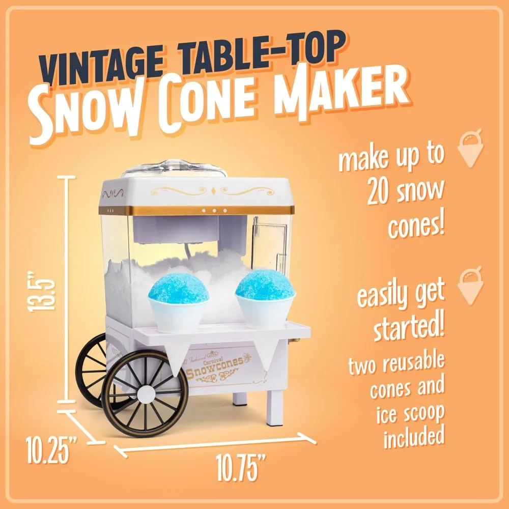 Retro Table Top Snow Cone Machine for Shaved Ice Slushie Maker with Cups and Scoop
Retro Table Top Snow Cone Machine for Shaved Ice Slushie Maker with Cups and Scoop