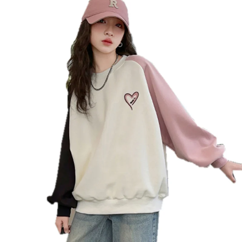 New Korean Children Patchwork Sweatshirts with Heart For Girls Spring Clothing Outerwear Kids Cotton Long Sleeve Pullover Tops
New Korean Children Patchwork Sweatshirts with Heart For Girls Spring Clothing Outerwear Kids Cotton Long Sleeve Pullover Tops