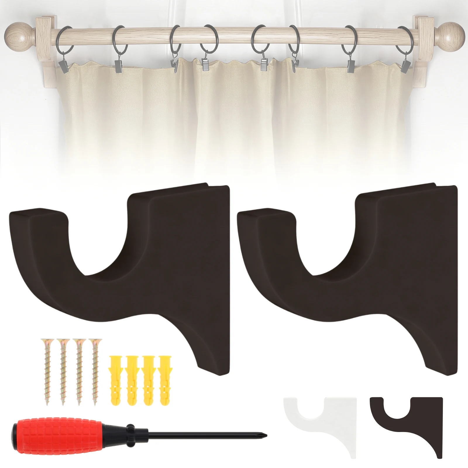 2pcs Upgrade Beech Wood Curtain Rod Brackets for 2 inch Pole Classics 3-1/2 inch Return Bracket Curtain Rod Wall Hanging Holder
2pcs Upgrade Beech Wood Curtain Rod Brackets for 2 inch Pole Classics 3-1/2 inch Return Bracket Curtain Rod Wall Hanging Holder