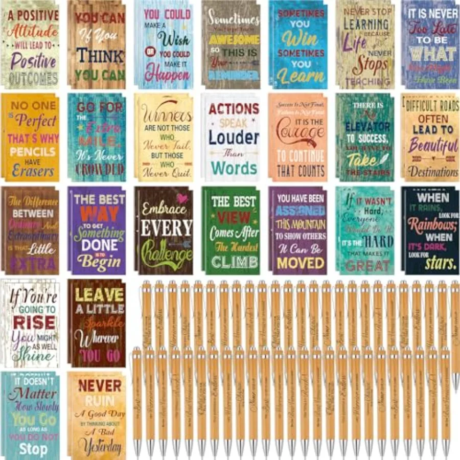 100 Pcs Notepads Ballpoint Pens Sets Mini Motivational Pocket Notebooks Journals Bulk Christmas Teacher for Office Supplies
100 Pcs Notepads Ballpoint Pens Sets Mini Motivational Pocket Notebooks Journals Bulk Christmas Teacher for Office Supplies