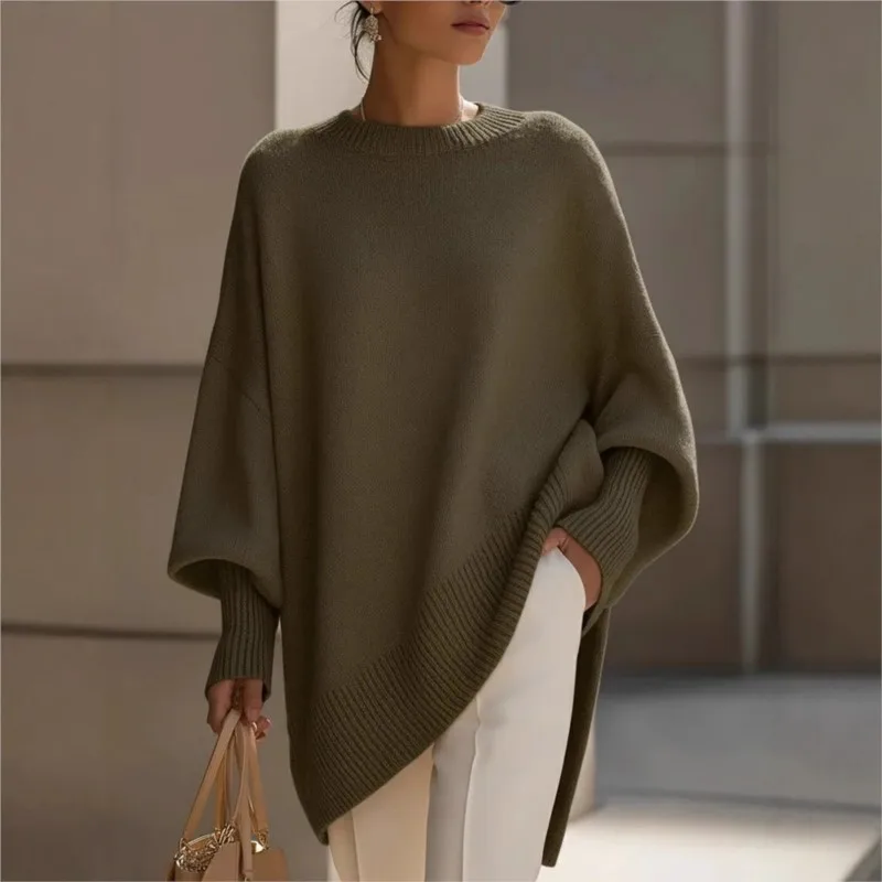 Ladies' Batwing Sleeve Knitted Sweater Shoulder Design Casual Style Autumn Winter Outerwear Irregular Shaped Knitwear Coat
Ladies' Batwing Sleeve Knitted Sweater Shoulder Design Casual Style Autumn Winter Outerwear Irregular Shaped Knitwear Coat