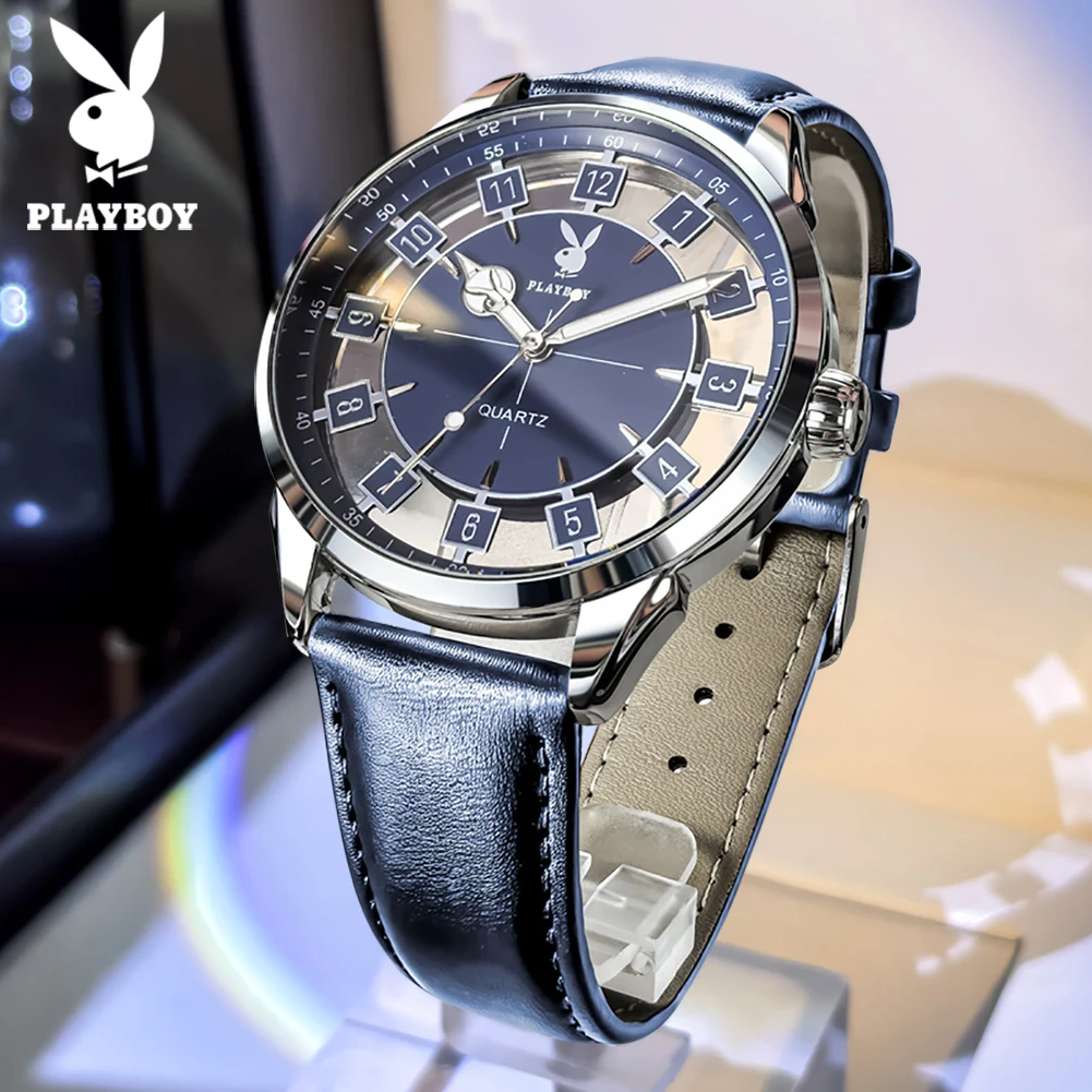 PLAYBOY Luxury Original Men Watches Waterproof Super Luminous Skeleton Quartz Wristwatch Leather Strap Watches For Man 3137
PLAYBOY Luxury Original Men Watches Waterproof Super Luminous Skeleton Quartz Wristwatch Leather Strap Watches For Man 3137