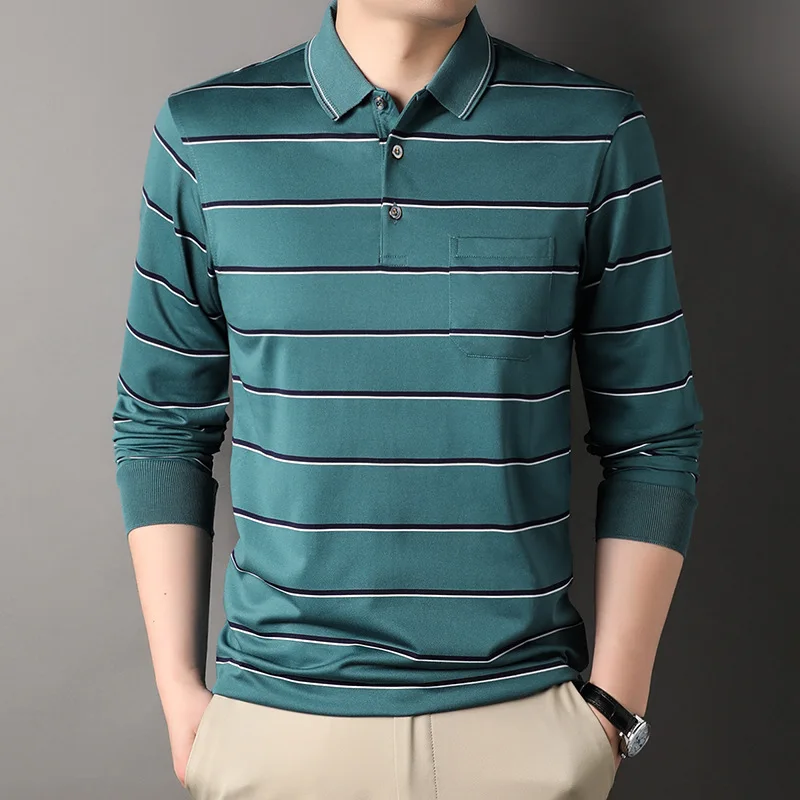 Men's Striped Polo Shirt Spring Autumn New Turn-down Collar Pockets Long Sleeve Business Pullover Loose Fashion Casual Tops
Men's Striped Polo Shirt Spring Autumn New Turn-down Collar Pockets Long Sleeve Business Pullover Loose Fashion Casual Tops