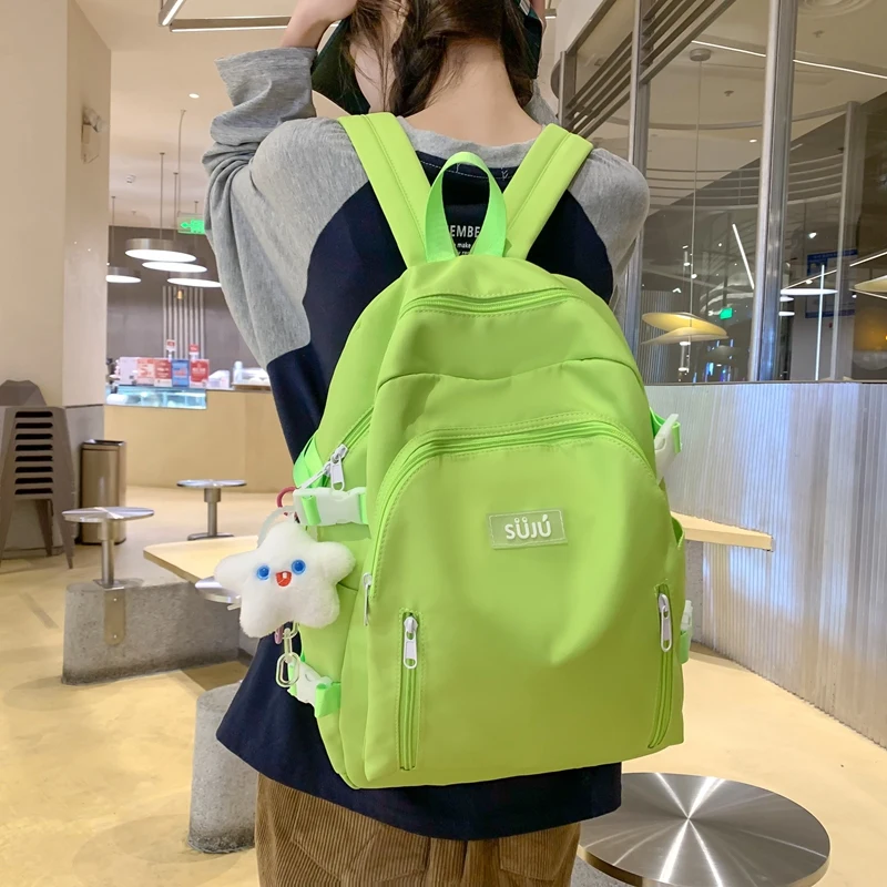 Solid Color Cute Female Backpack Women College Style Casual Nylon School Bag Travel Bag Multi Pocket College Student Backpack
Solid Color Cute Female Backpack Women College Style Casual Nylon School Bag Travel Bag Multi Pocket College Student Backpack