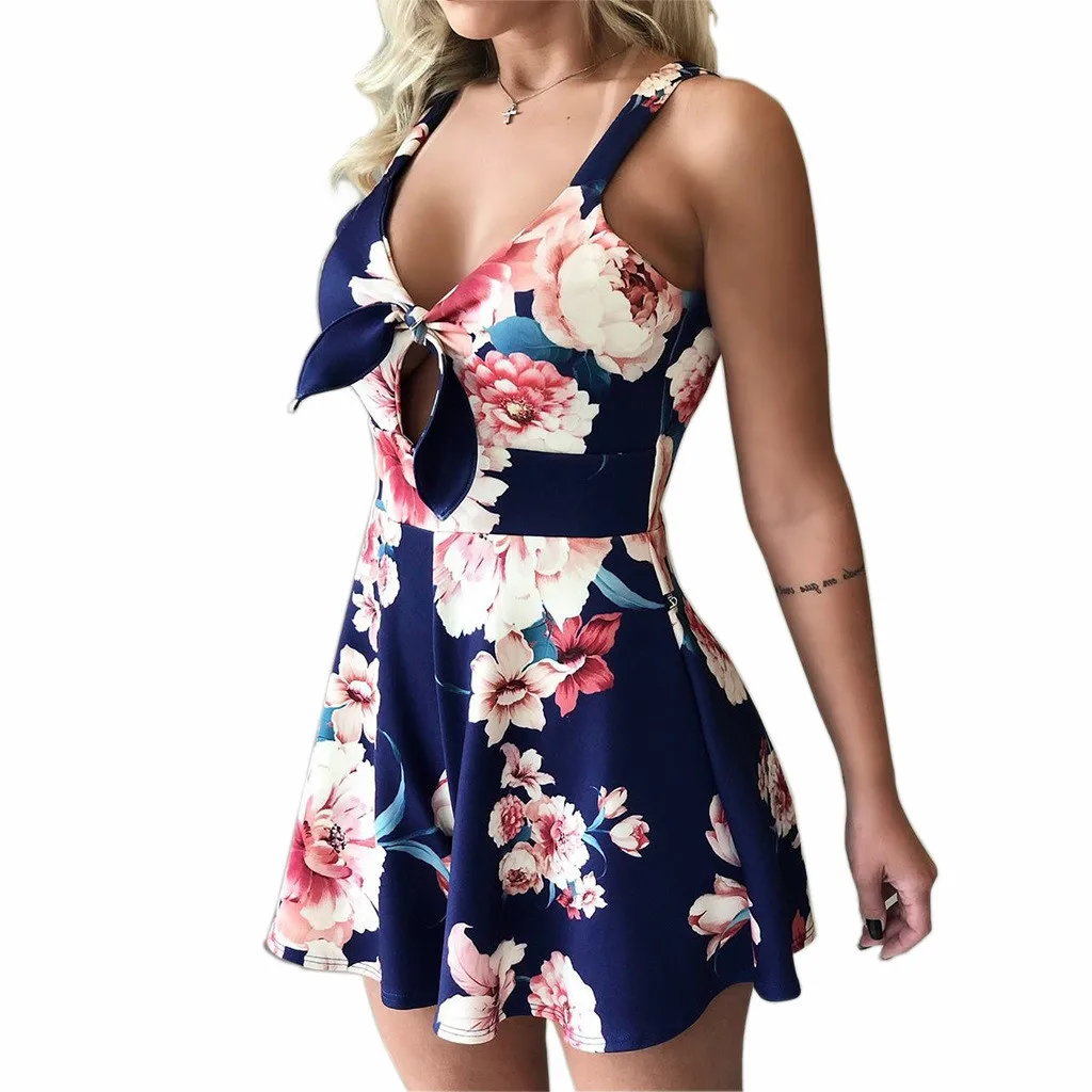 Women's Floral Print Deep V Bow-Front Spaghetti Strap Romper Flared Skirt and Slim Fit Stylish Party One-Piece
Women's Floral Print Deep V Bow-Front Spaghetti Strap Romper Flared Skirt and Slim Fit Stylish Party One-Piece