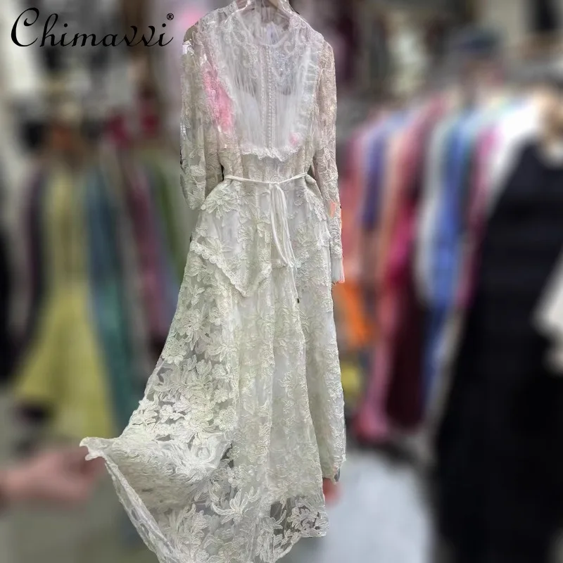 2025 Spring and Summer New Round Neck Bead Retro Embroidery Flower Lace Loose Long Dress with Belt For Women
2025 Spring and Summer New Round Neck Bead Retro Embroidery Flower Lace Loose Long Dress with Belt For Women