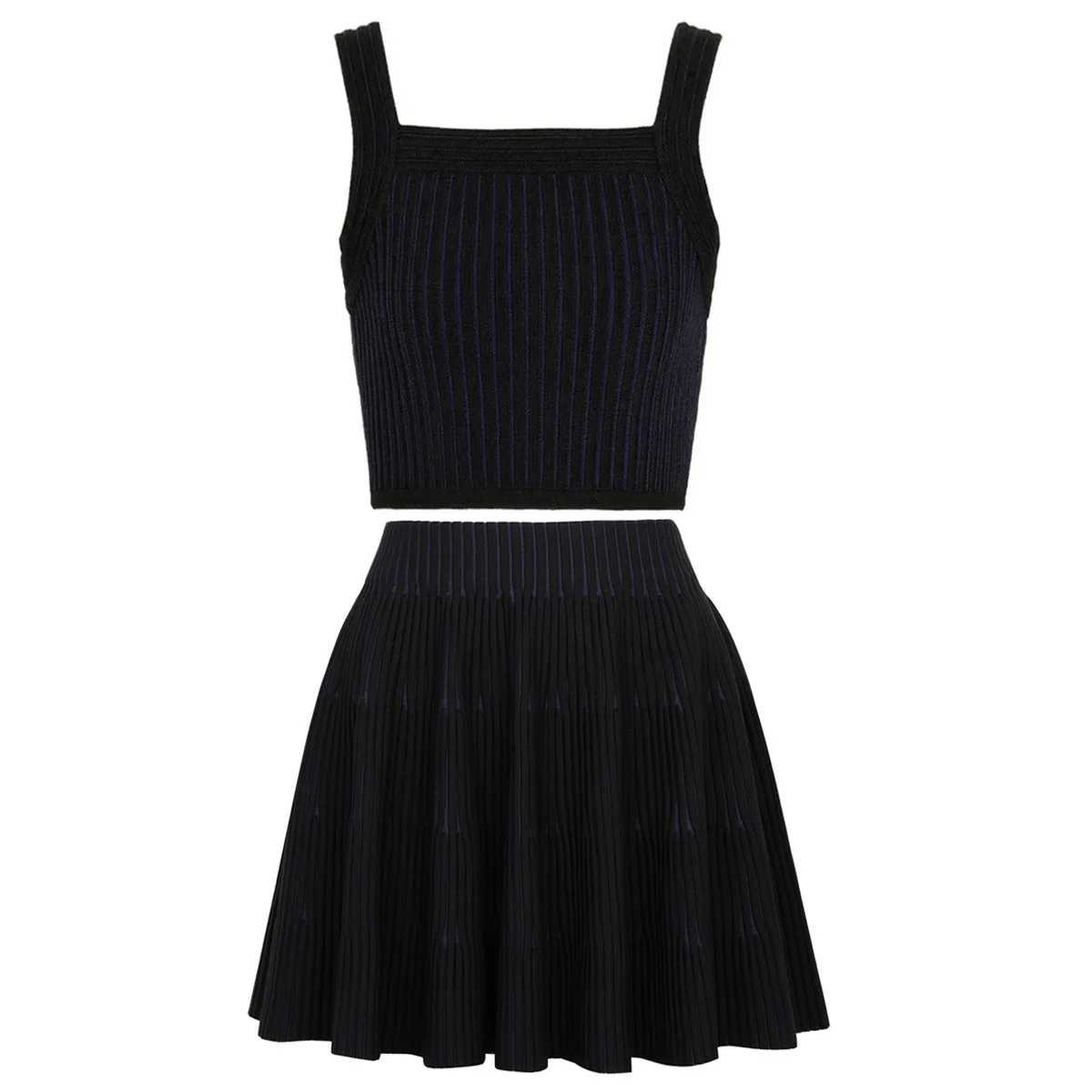 Женская мода вязаная плиссированная короткая юбка комплект из 2 предметов летний женский вязаный топ без рукавов с круглым вырезом и открытыми плечами
Женская мода вязаная плиссированная короткая юбка комплект из 2 предметов летний женский вязаный топ без рукавов с круглым вырезом и открытыми плечами