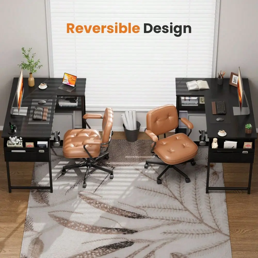 44 Inch L Shaped Computer Desk With Storage Bag And 2 Adjustable Shelves, SpaceSaving Corner Desk With Headphone Hook, Reversib
44 Inch L Shaped Computer Desk With Storage Bag And 2 Adjustable Shelves, SpaceSaving Corner Desk With Headphone Hook, Reversib