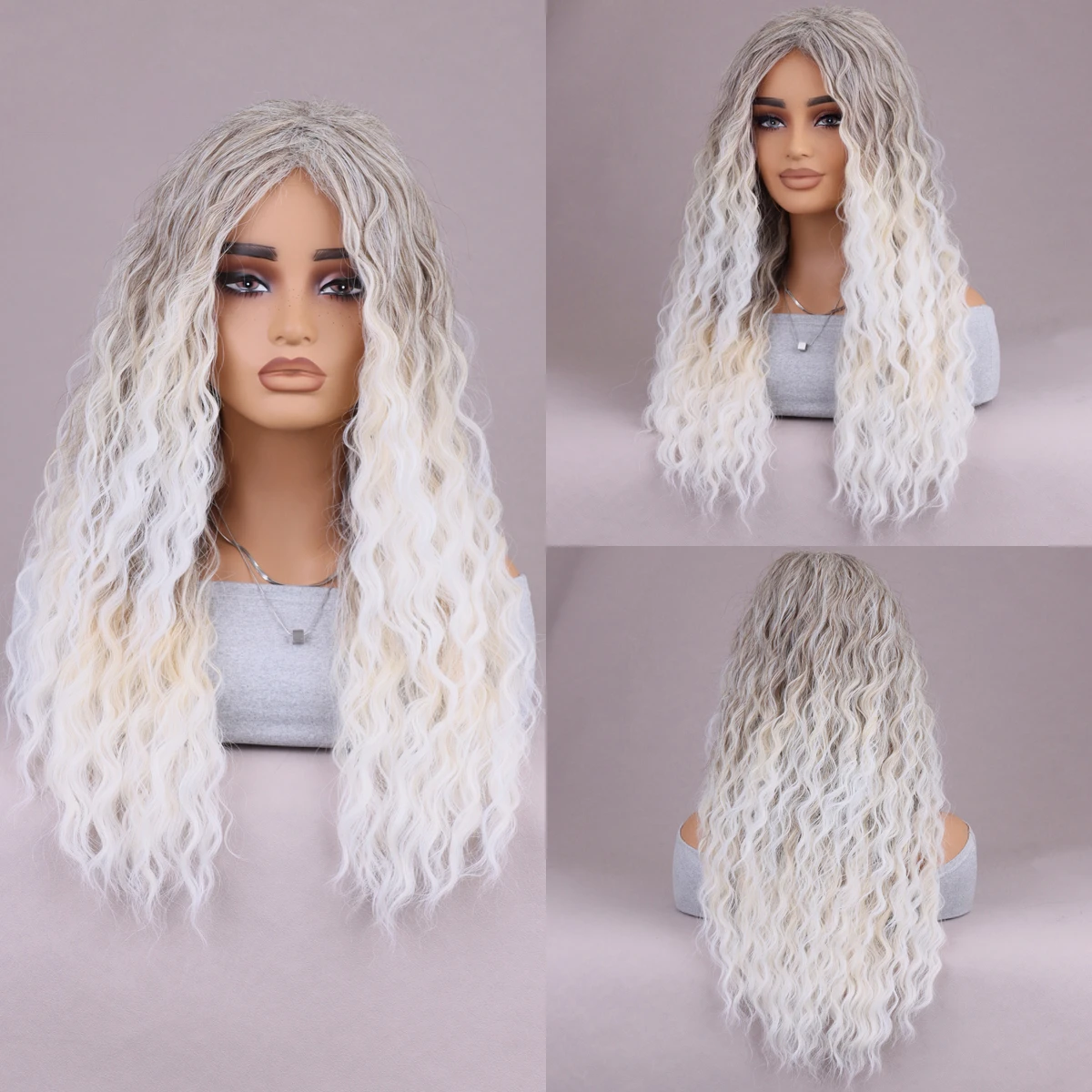 Silver Gray highlights Corn Perm women Heat resistant Fiber synthetic daily party Wigs 26 inches
Silver Gray highlights Corn Perm women Heat resistant Fiber synthetic daily party Wigs 26 inches