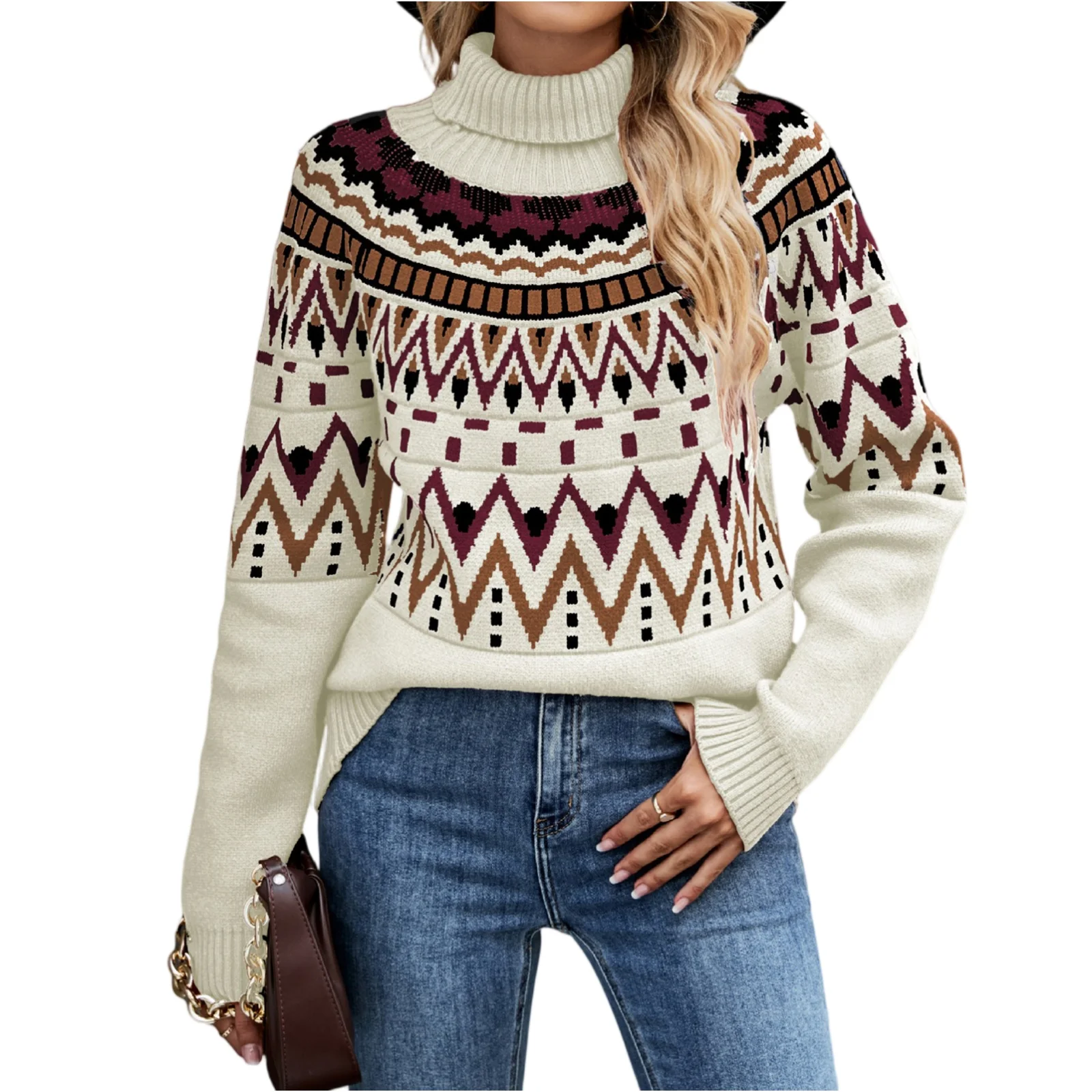 Winter Geometric Print Sweater For Women Jacquard Knitted Long Sleeve Y2k Clothes Warm Thicken Jumpers Pullover Tops Knitwear
Winter Geometric Print Sweater For Women Jacquard Knitted Long Sleeve Y2k Clothes Warm Thicken Jumpers Pullover Tops Knitwear