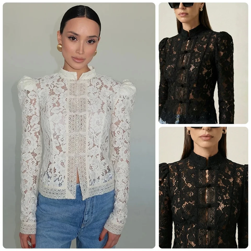 2026 New Style Small Stand Collar Button Waist Cinched Lace Shirt Versatile Fashion Hollow Out Breathable Top
2026 New Style Small Stand Collar Button Waist Cinched Lace Shirt Versatile Fashion Hollow Out Breathable Top