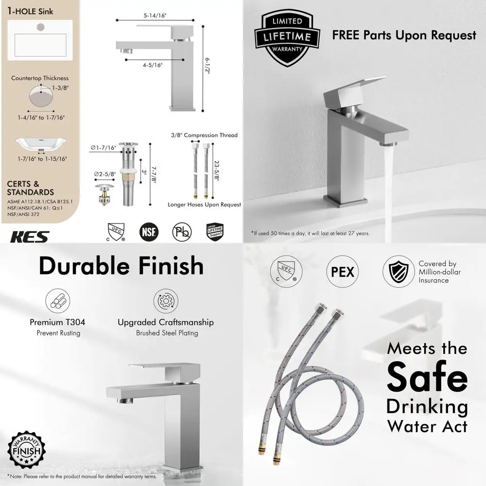 Single Hole Brushed Stainless Steel Vanity Faucet with Overflow, cUPC Certified, L3156ALFF12-BS-C1
Single Hole Brushed Stainless Steel Vanity Faucet with Overflow, cUPC Certified, L3156ALFF12-BS-C1