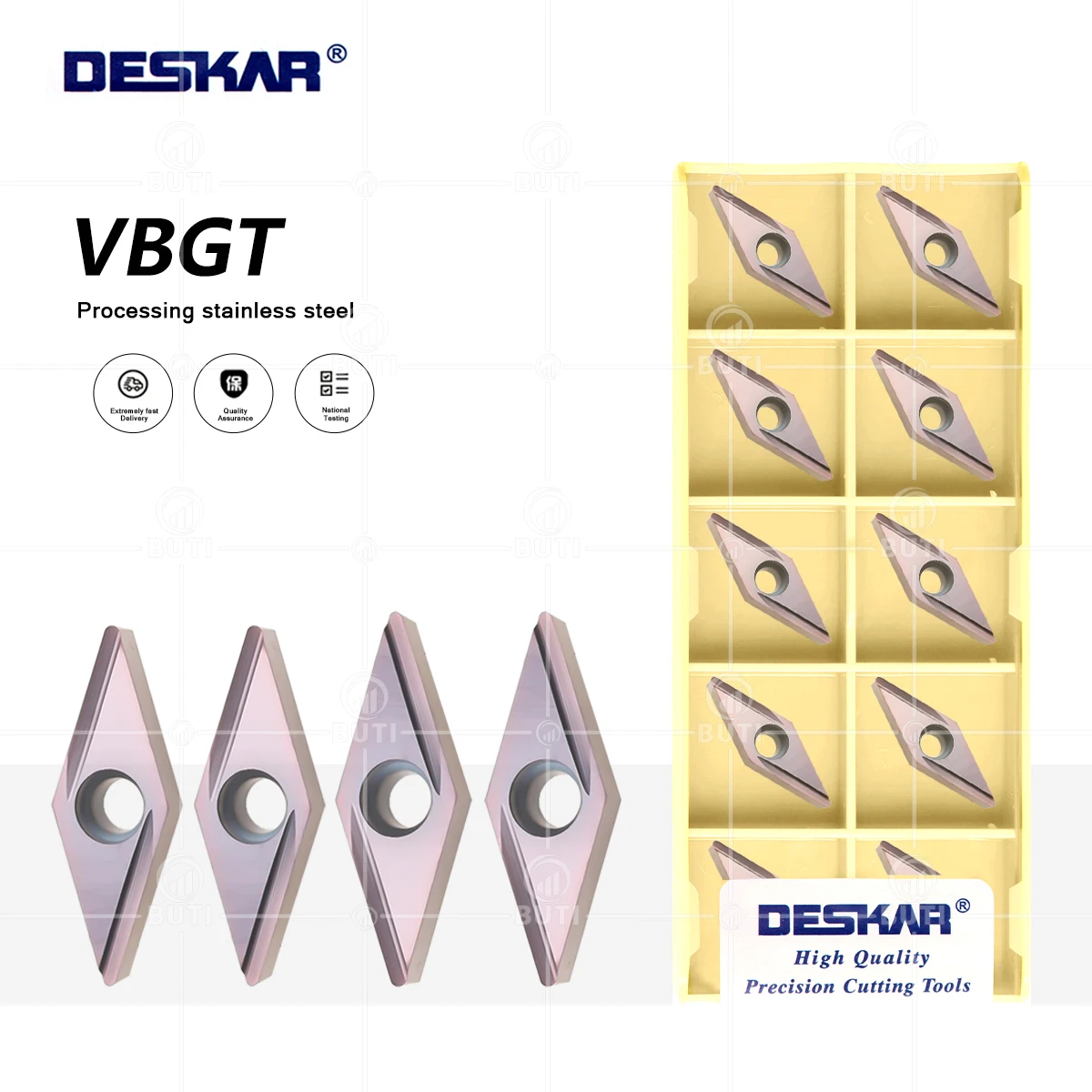 DESKAR 100% Original Turning Inserts VBGT110302/110304R-Y L-Y LF6018 Carbide Blade Suitable For Processing Stainless Steel Parts
DESKAR 100% Original Turning Inserts VBGT110302/110304R-Y L-Y LF6018 Carbide Blade Suitable For Processing Stainless Steel Parts