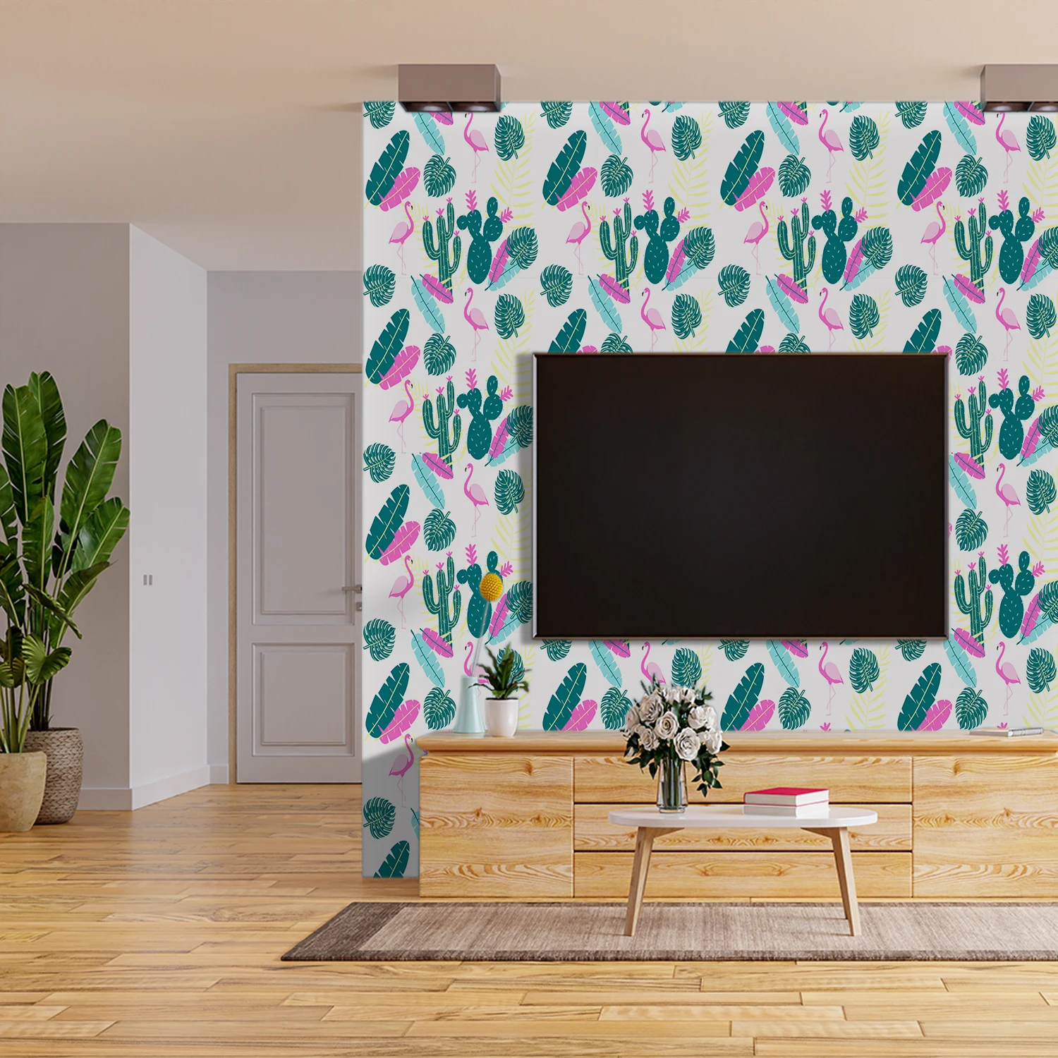 Flamingo & Cactus Tropical Self-Adhesive Wall Sticker Roll (3 Sizes) Peel and Stick Wallpaper for Home Living Room Decor
Flamingo & Cactus Tropical Self-Adhesive Wall Sticker Roll (3 Sizes) Peel and Stick Wallpaper for Home Living Room Decor