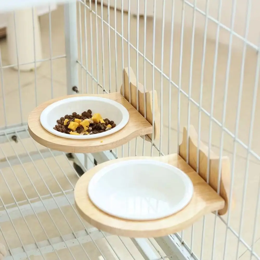 Wooden Base Hanging Pet Feeding Bowl Suspension Design Fixed Cat Cage Food Feeders Cat/Bear Shape Easy Cleaning 
Wooden Base Hanging Pet Feeding Bowl Suspension Design Fixed Cat Cage Food Feeders Cat/Bear Shape Easy Cleaning