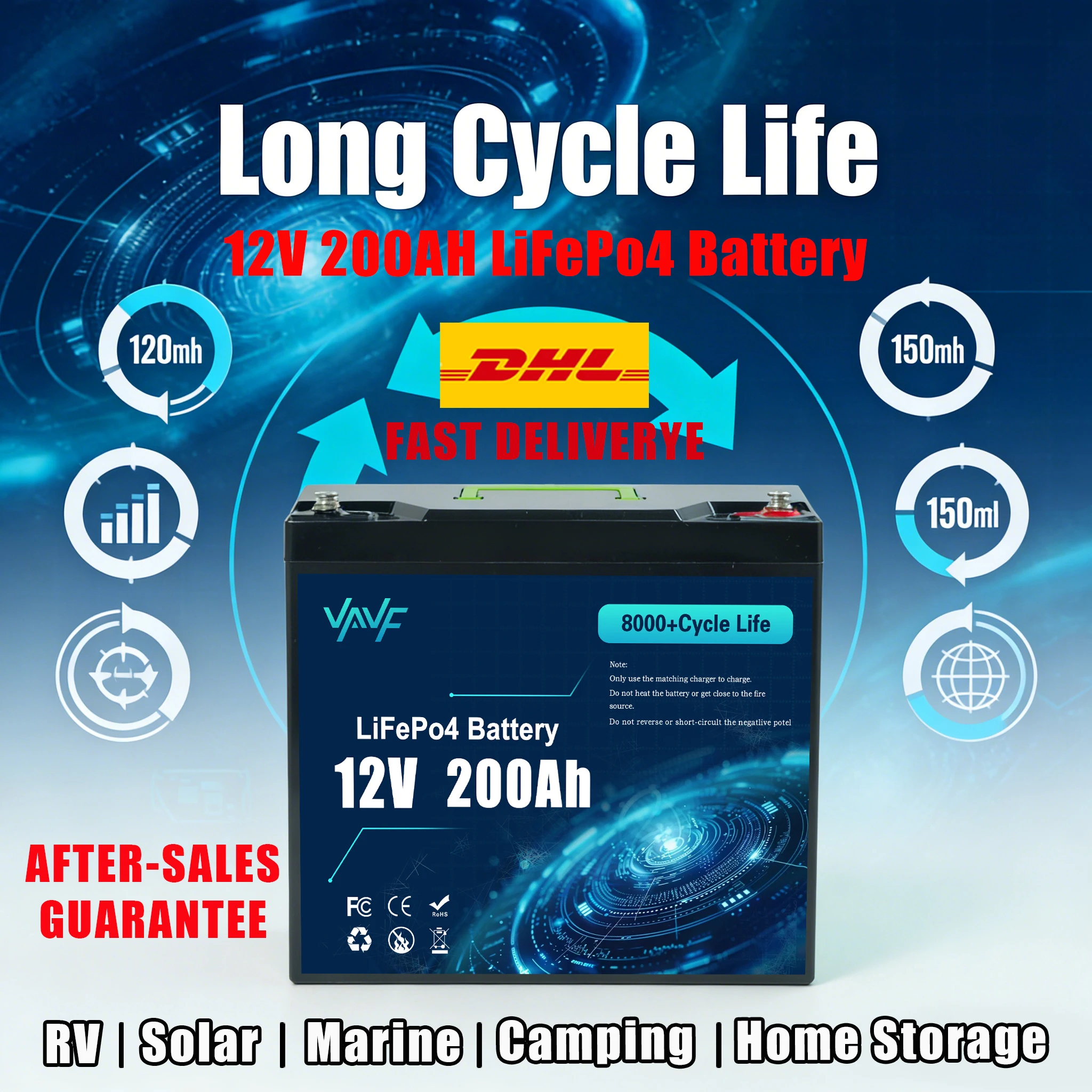⚡LiFePO4 Battery 12V 200Ah Built-in Protection BMS5000+Cycles,Fit for Solar Energy Systems,RV/Camper Vans,Marine Boats
⚡LiFePO4 Battery 12V 200Ah Built-in Protection BMS5000+Cycles,Fit for Solar Energy Systems,RV/Camper Vans,Marine Boats