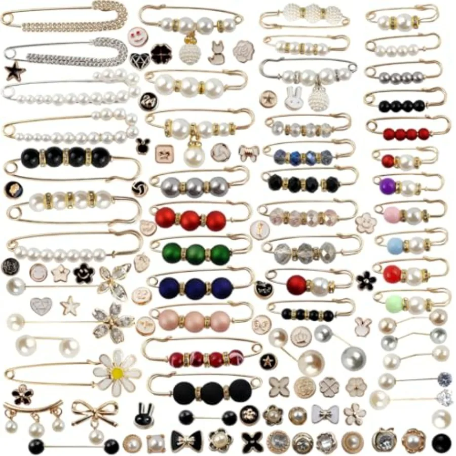 TIHOOD 110PCS Pearl Brooch Pins Women Decorative Safety Pins Pant Clothing Shawl Clips Artificial Pearls Brooch Elegant Pearl C
TIHOOD 110PCS Pearl Brooch Pins Women Decorative Safety Pins Pant Clothing Shawl Clips Artificial Pearls Brooch Elegant Pearl C