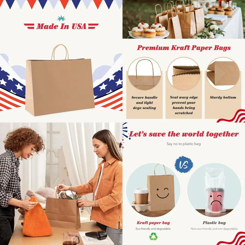 Набор из 200 больших крафт-пакетов 16x6x12 с ручками для бизнеса, подарков и розничной упаковки
Набор из 200 больших крафт-пакетов 16x6x12 с ручками для бизнеса, подарков и розничной упаковки