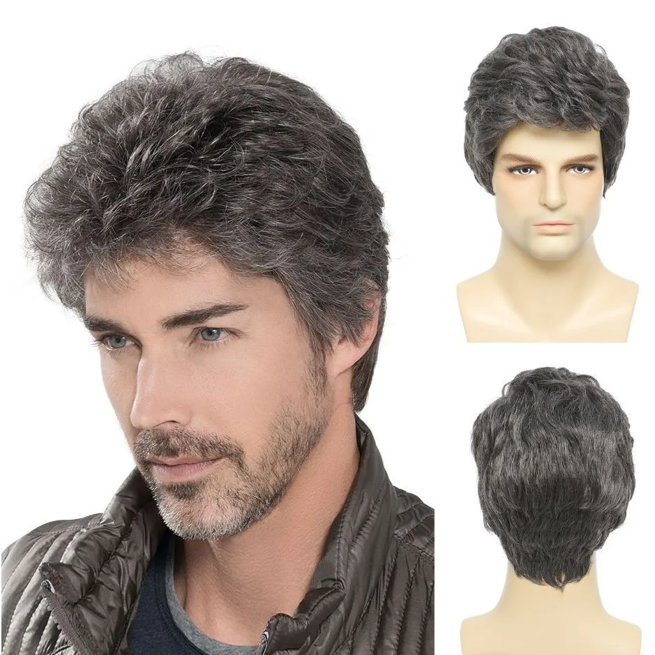 Synthetic Short Wigs for Men Black Gray Curly Wig with Bangs Male Cosplay Wigs Daily Party Heat Resistant Fake Hair
Synthetic Short Wigs for Men Black Gray Curly Wig with Bangs Male Cosplay Wigs Daily Party Heat Resistant Fake Hair