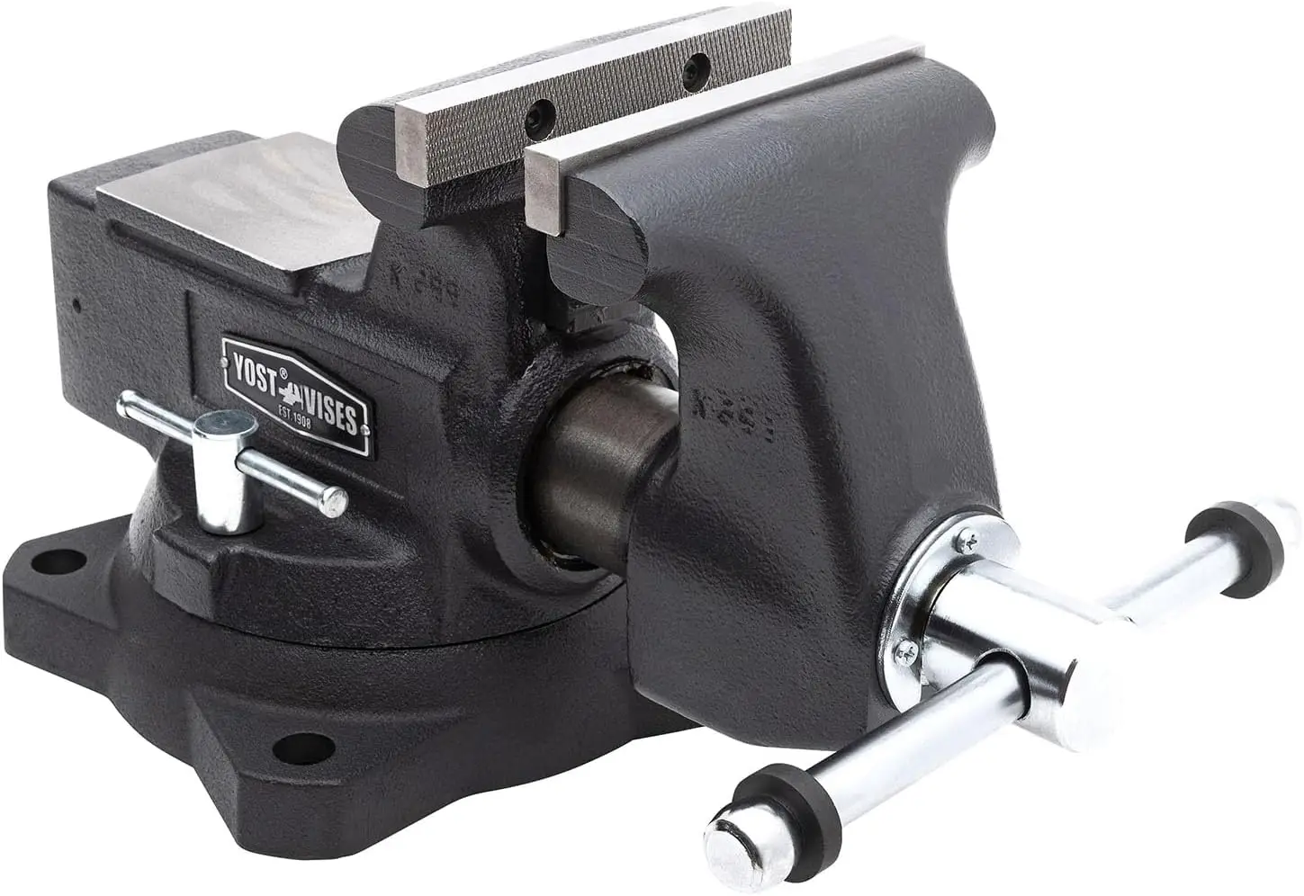 Heavy Duty 5.5 Inch Mechanics Work Bench Vise with Swivel Base, 60,000 PSI Cast Iron for Woodworking & Metal Work
Heavy Duty 5.5 Inch Mechanics Work Bench Vise with Swivel Base, 60,000 PSI Cast Iron for Woodworking & Metal Work