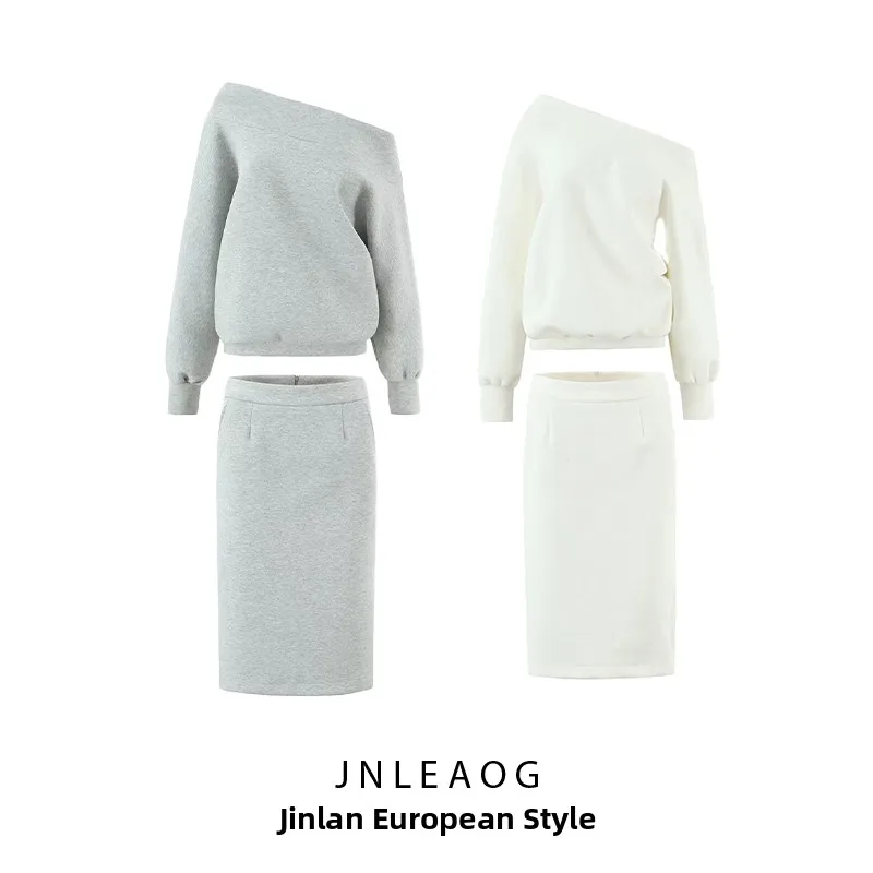 Loose Fit Long Sve Sweatirt as Top And High Waist Skirt as Bot Faion Set for Women Autumn New Sle Slouchy Draped
Loose Fit Long Sve Sweatirt as Top And High Waist Skirt as Bot Faion Set for Women Autumn New Sle Slouchy Draped