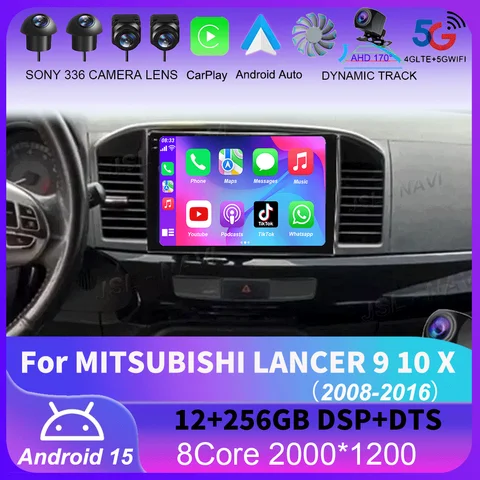 For MITSUBISHI LANCER 9 10 X 2008 2009 2010 2011 - 2016 9Inch Android 15 Car Radio Stereo Audio GPS Player Carplay Auto Screen
