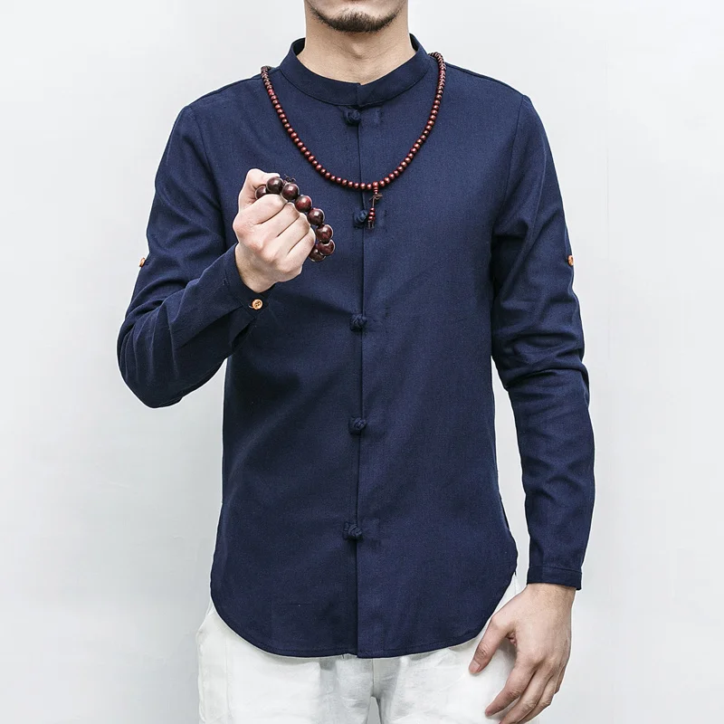 Chinese Style Linen Button Up Shirt For Men Streetwear Sold Color Men's Long Sleeve Standing collar Tops Shirts Casual
Chinese Style Linen Button Up Shirt For Men Streetwear Sold Color Men's Long Sleeve Standing collar Tops Shirts Casual