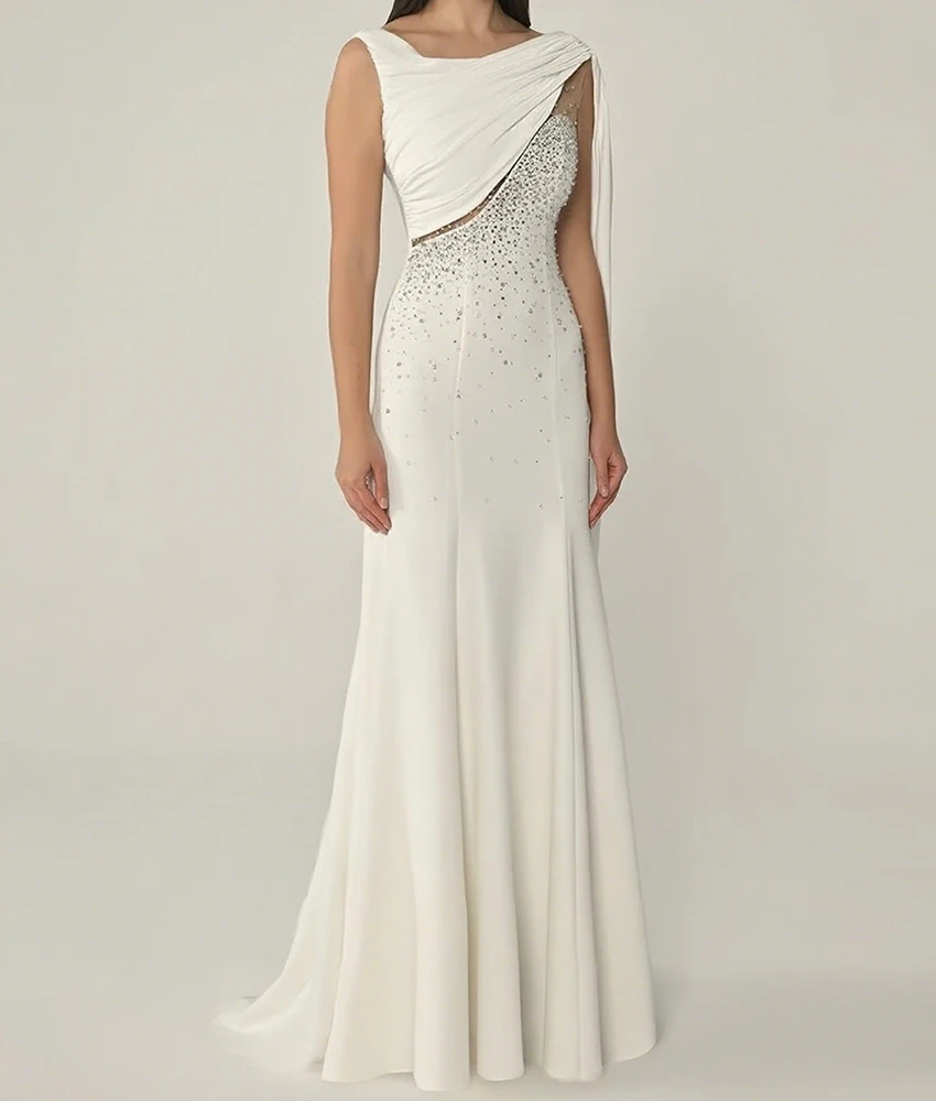 Customized Luxury Jersey Mermaid Crystal Evening Dress High Quality Sleeveless O-neck Floor Length فساتين سهرات
Customized Luxury Jersey Mermaid Crystal Evening Dress High Quality Sleeveless O-neck Floor Length فساتين سهرات