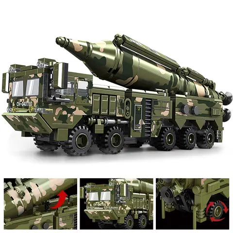Blocs de construction de véhicules lanceurs de missiles, camions militaires, chars, modèles de lanceurs de missiles, jouets pour garçons et enfants
