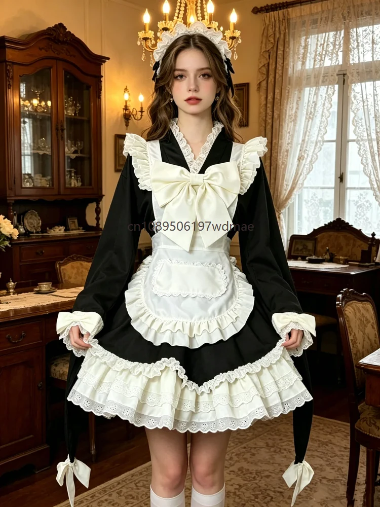 Women Japanese Style Costume Lolita Dress with Wide Sleeves Ruffle Apron Bow Princess Cosplay Outfit for Anime Party Performance
Women Japanese Style Costume Lolita Dress with Wide Sleeves Ruffle Apron Bow Princess Cosplay Outfit for Anime Party Performance