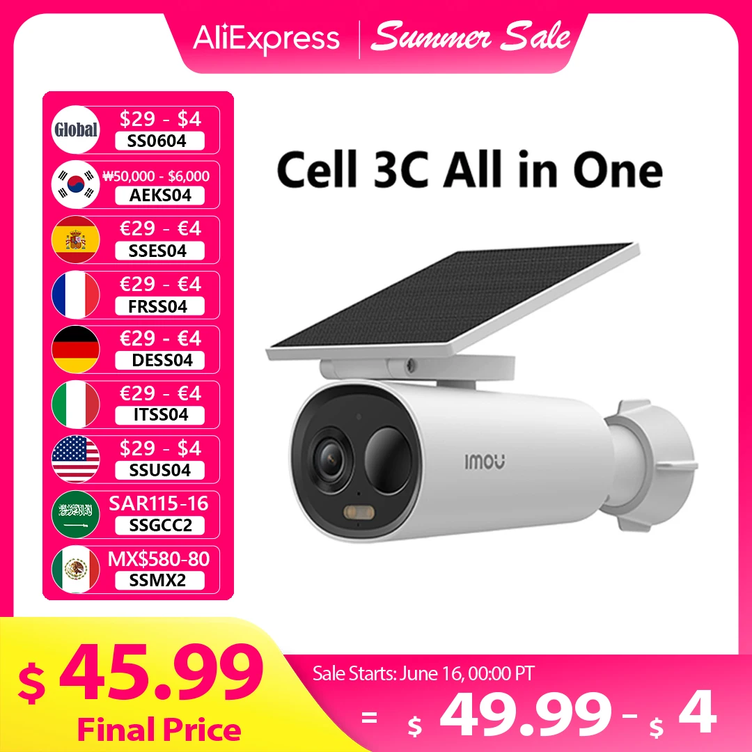 IMOU Cell 3C All In One New WiFi Camera Built-in Solar Panel 5000mAh Large Battery Full-color Wireless IP66 Home Security Camera
IMOU Cell 3C All In One New WiFi Camera Built-in Solar Panel 5000mAh Large Battery Full-color Wireless IP66 Home Security Camera