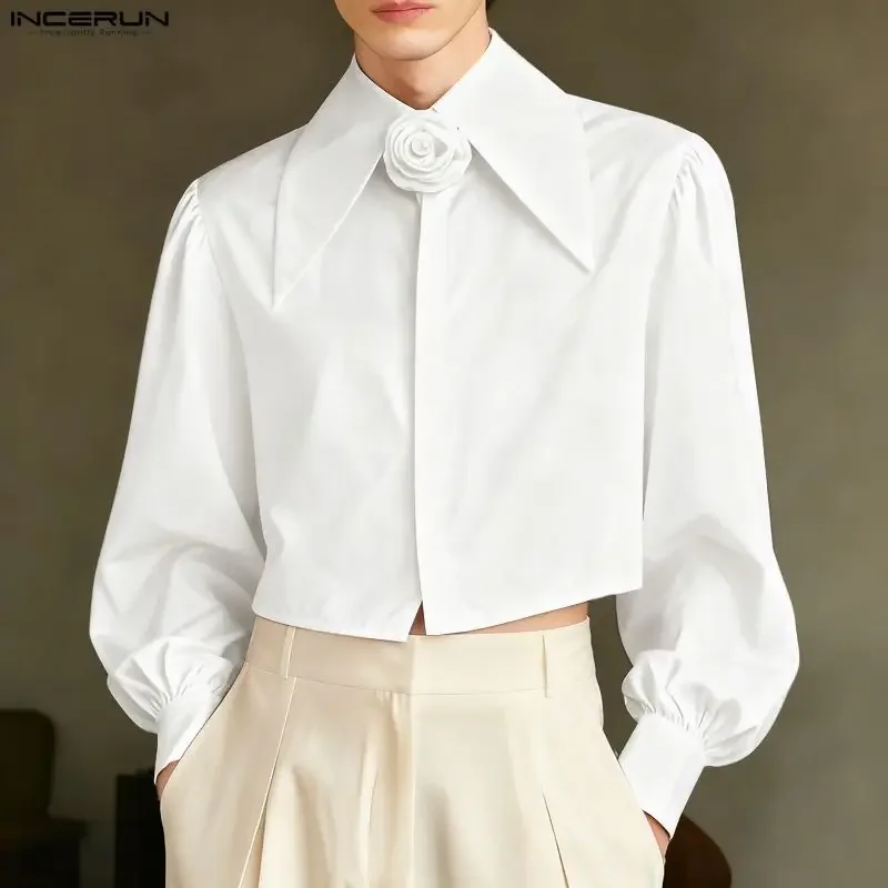 INCERUN Men Shirt Solid Color Flower Lapel Long Sleeve Crop Tops Men Streetwear Loose Korean Style Fashion Casual Male Shirts
INCERUN Men Shirt Solid Color Flower Lapel Long Sleeve Crop Tops Men Streetwear Loose Korean Style Fashion Casual Male Shirts