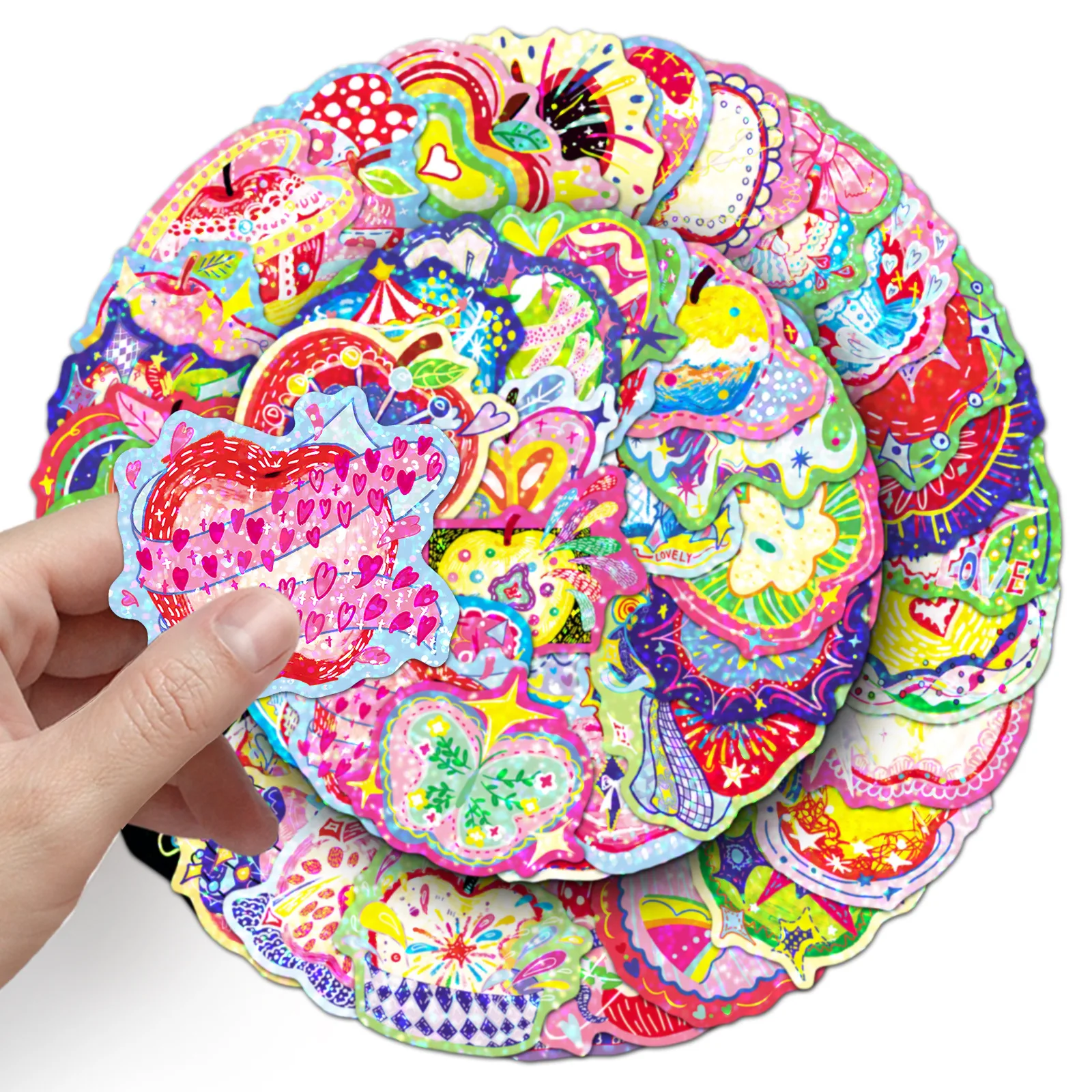50PCS Laser Style Apple Sticker Colorful Personality Cool Creative Decoration Water Cup Stationery Box Scrapbook Luggage
50PCS Laser Style Apple Sticker Colorful Personality Cool Creative Decoration Water Cup Stationery Box Scrapbook Luggage