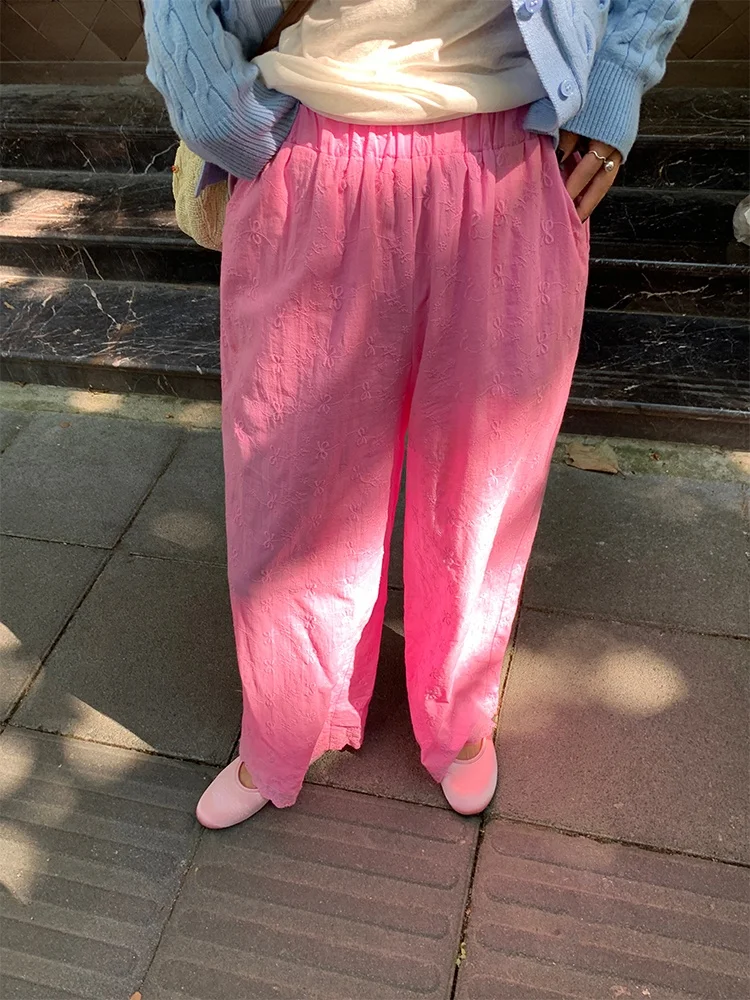 Women's Summer Thin Lace Splice Wide Leg Pants Elastic Waist Long Trousers High Waist Hollow out Pocket Casual Pants
Women's Summer Thin Lace Splice Wide Leg Pants Elastic Waist Long Trousers High Waist Hollow out Pocket Casual Pants