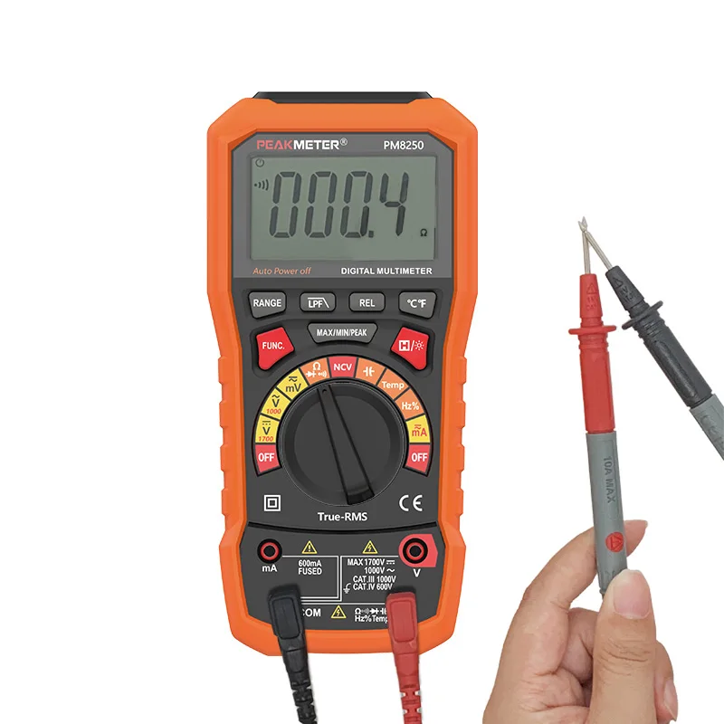 PEAKMETER PM8250 Auto Range Digital Multimeter 1700V Voltmeter 6000 Count Display Data Hold NCV Detection MAX/MIN/PEAK REL LPF
PEAKMETER PM8250 Auto Range Digital Multimeter 1700V Voltmeter 6000 Count Display Data Hold NCV Detection MAX/MIN/PEAK REL LPF