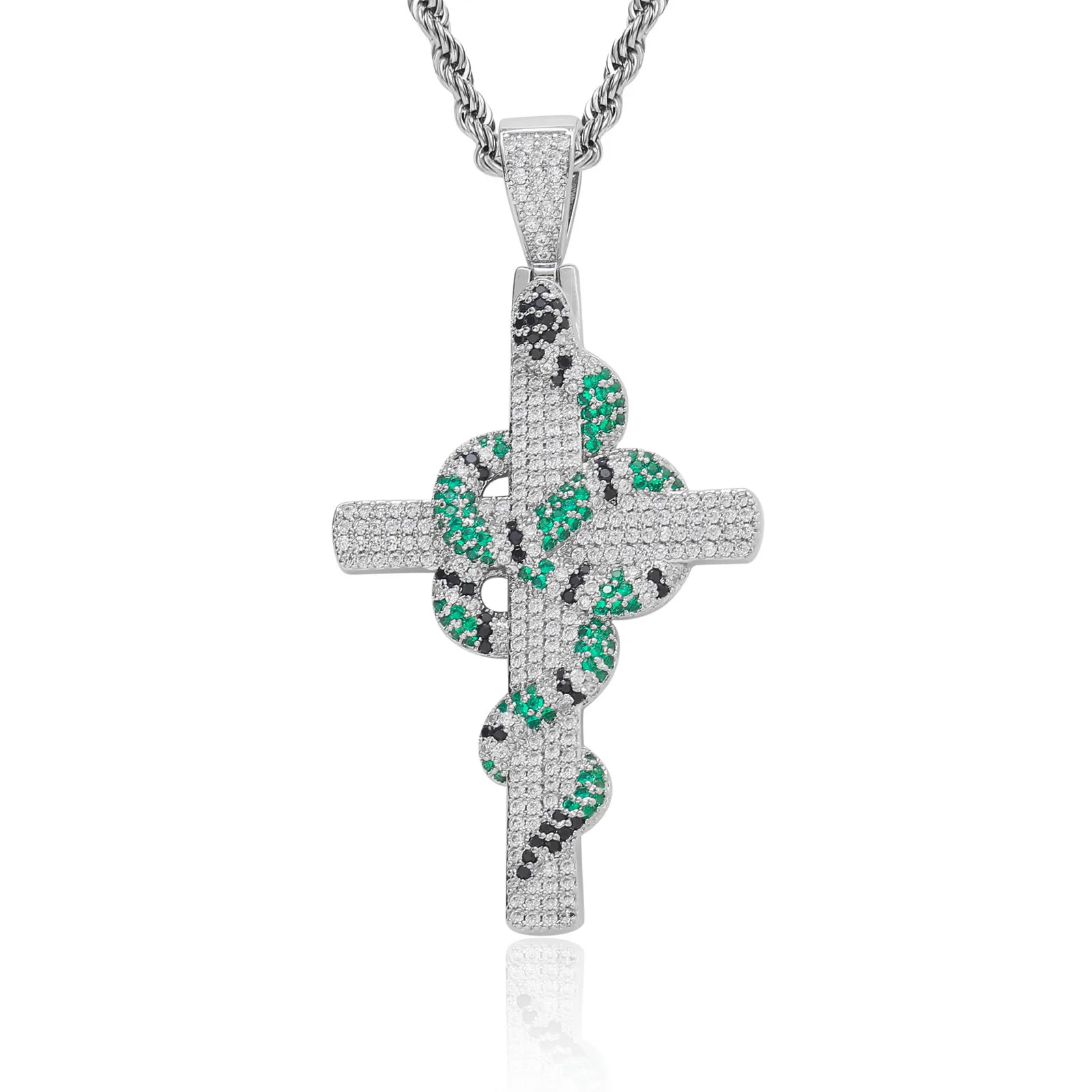Luxury Mens Vintage Green Cross Snake Pendant Creative Copper Micro Paved Zircon Hip Hop Jewelry High Quality Gothic Accessory
Luxury Mens Vintage Green Cross Snake Pendant Creative Copper Micro Paved Zircon Hip Hop Jewelry High Quality Gothic Accessory