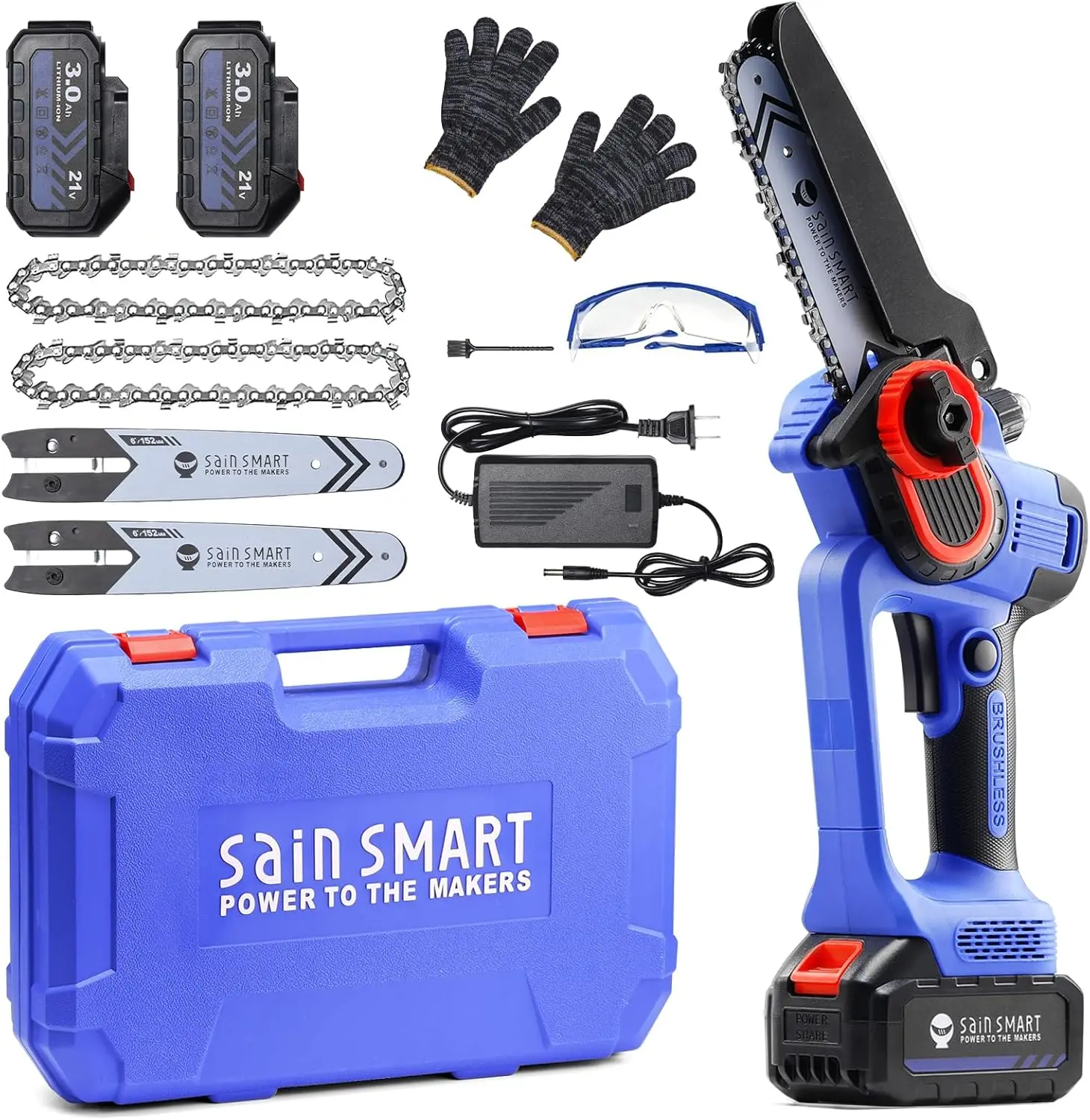 Sainsmart Mini Chainsaw With 2 Pcs 3000Mah Batteries, 6-Inch Cordless Chain Saw, Portable Chainsaw Set With Goggles & Gloves,
Sainsmart Mini Chainsaw With 2 Pcs 3000Mah Batteries, 6-Inch Cordless Chain Saw, Portable Chainsaw Set With Goggles & Gloves,