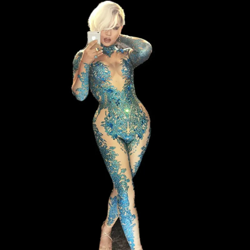Sexy Stretch Skinny Rhinestone Jumpsuit Women Drag Queen Show Stage Performance Bodysuit Dancer Festival Costumes Club Rompers
Sexy Stretch Skinny Rhinestone Jumpsuit Women Drag Queen Show Stage Performance Bodysuit Dancer Festival Costumes Club Rompers