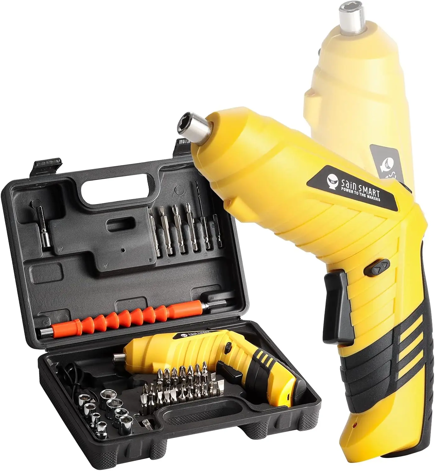 Cordless Electric Screwdriver 3.6V Rechargeable with 45 Bits, 1/4" Hex Chuck, Extension Rod, USB Cable
Cordless Electric Screwdriver 3.6V Rechargeable with 45 Bits, 1/4" Hex Chuck, Extension Rod, USB Cable