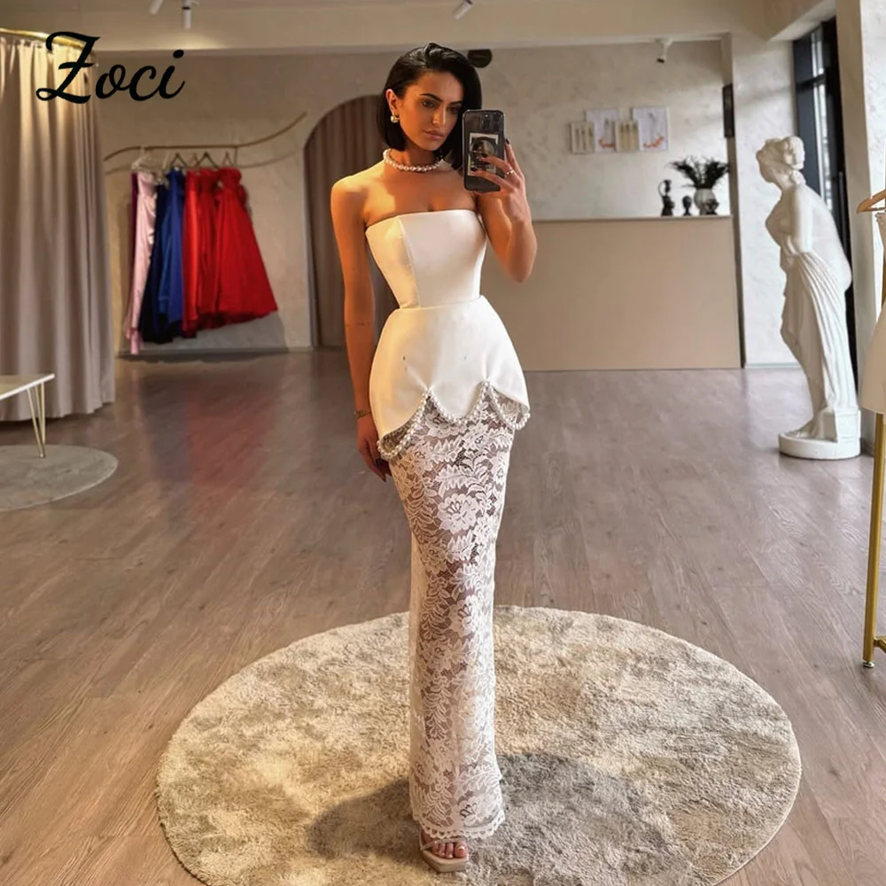 Zoci Elegant Strapless Prom Dressess Strapless Pearls Beaded Mermaid Special Occasion Evening Gown Women Lace Wedding Party Gown
Zoci Elegant Strapless Prom Dressess Strapless Pearls Beaded Mermaid Special Occasion Evening Gown Women Lace Wedding Party Gown